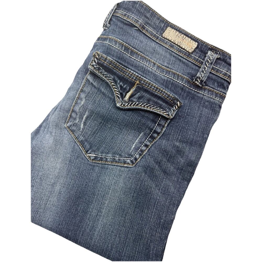 Itzme Jeans Premium Size 11 Stretch‎ Blue Distressed Flap Pocket Straight